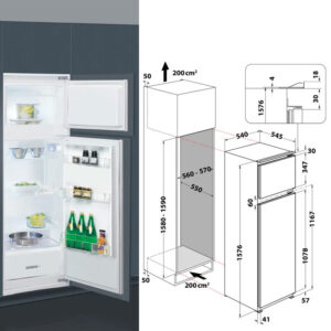 FRIGO INCASSO DOPPIA PORTA 35+108 158X54X54