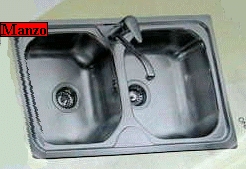 LAVELLO ONDA 86X50 2 VASCHE 3"DEKOR
